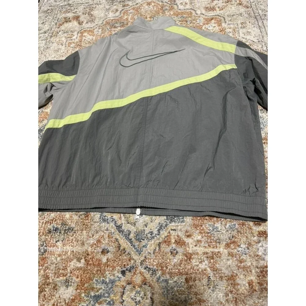 NIKE Windbreaker‎ Jacket Womens Large Gray Reflective Oversized Full Zip NEW